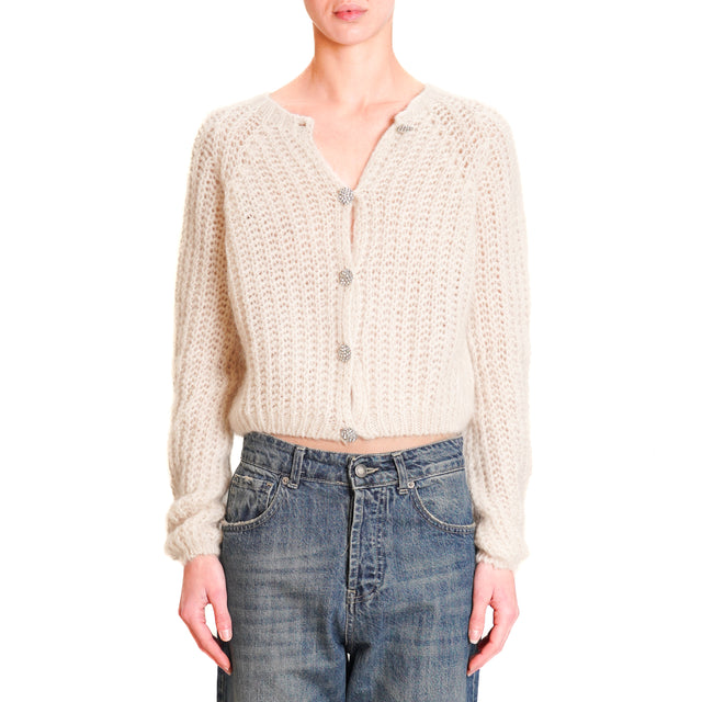 Zeroassoluto-Mohair cardigan with jewel buttons - butter