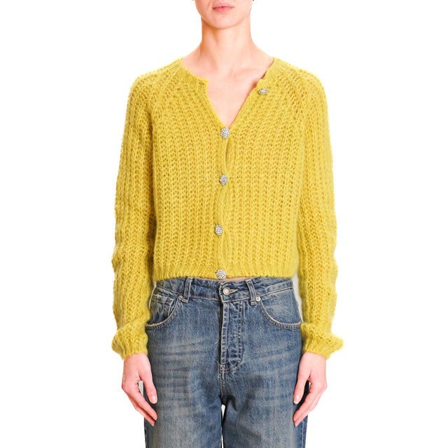 Zeroassoluto-Mohair cardigan with jewel buttons - lime