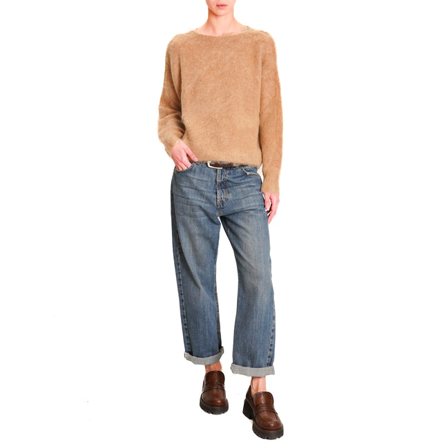 Zeroassoluto-Mohair Crewneck Sweater - Camel