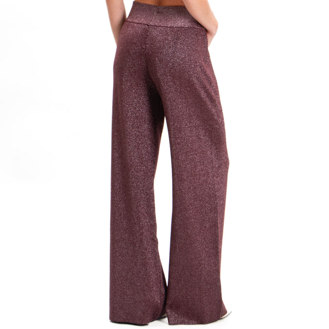 Zeroassoluto-Pantalone lurex in maglia - vino