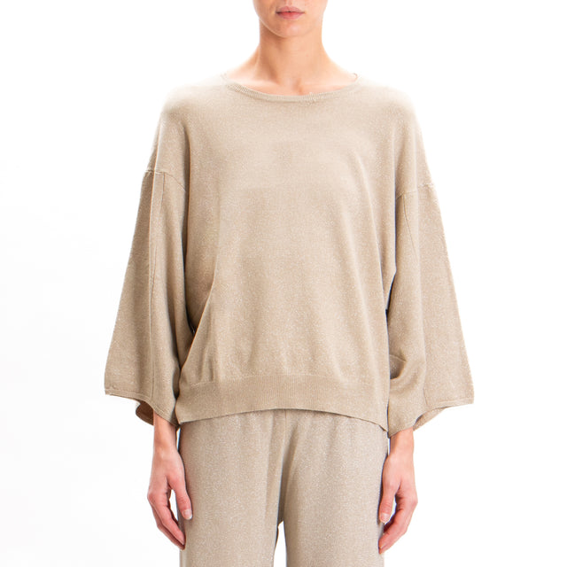 Zeroassoluto-Lurex box sweater wide sleeve - sand