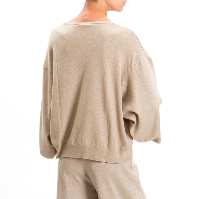 Zeroassoluto-Lurex box sweater wide sleeve - sand