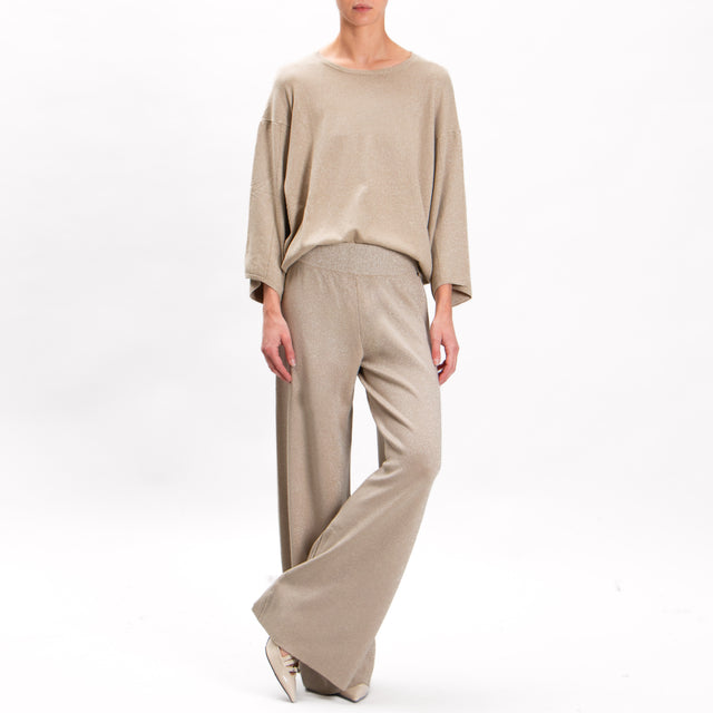 Zeroassoluto-Lurex box sweater wide sleeve - sand