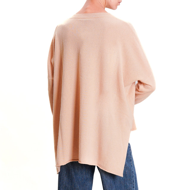 Zeroassoluto-Maglia scatola taglio vivo 100% lana SOFT - beige