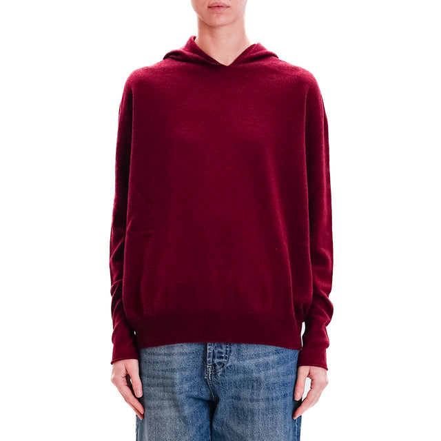 Zeroassoluto-Maglia con cappuccio 100% lana SOFT - Bordeaux