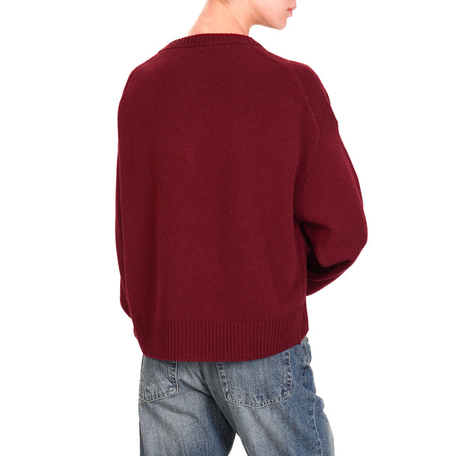 Zeroassoluto-Maglia scollo v 100% LANA SOFT - Bordeaux