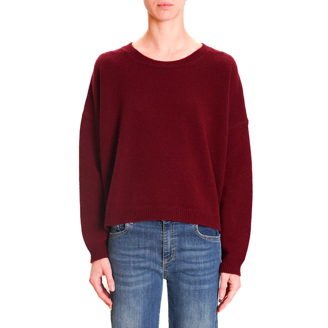 Zeroassoluto-Double Thread Box Sweater 100% SOFT WOOL - Bordeaux