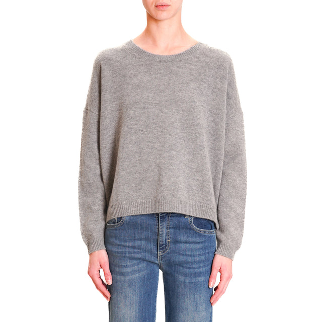 Zeroassoluto-Double thread box sweater 100% SOFT WOOL - melange grey