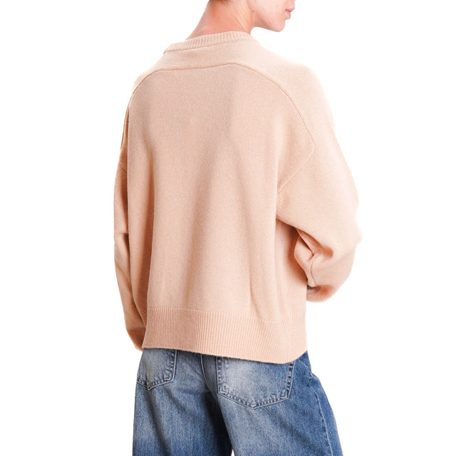 Zeroassoluto-Double thread box sweater 100% SOFT wool - beige