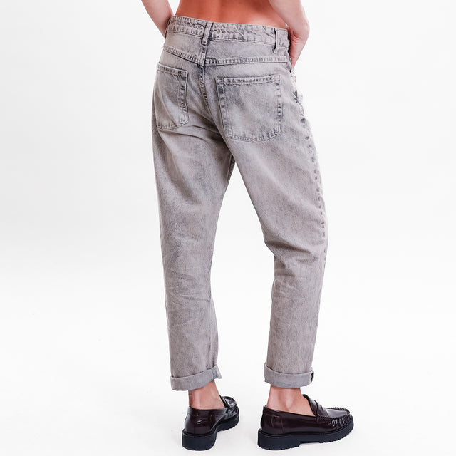 Zeroassoluto-Jeans GOOD boyfriend con rotture - grigio fumo