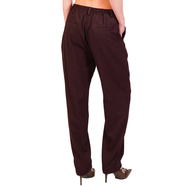 Zeroassoluto-IVY flannel trousers with elastic back - wine