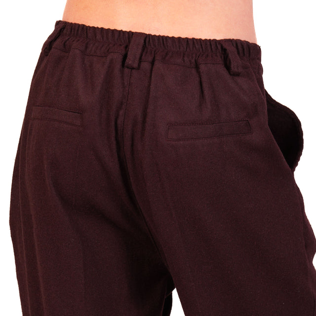 Zeroassoluto-Pantalone IVY flanella elastico dietro - vino