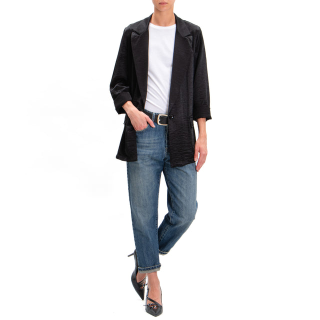 Zeroassoluto-Jacket JASMINE fluid lurex effect - black