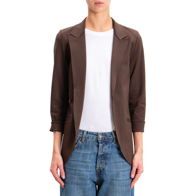 Zeroassoluto-JELSO jacket Milan stitch raw cut - dark brown