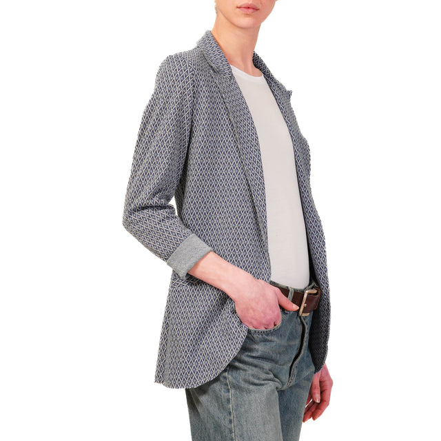 Zeroassoluto-Giacca JIN elasticizzata - rombi lurex blu/jeans/latte