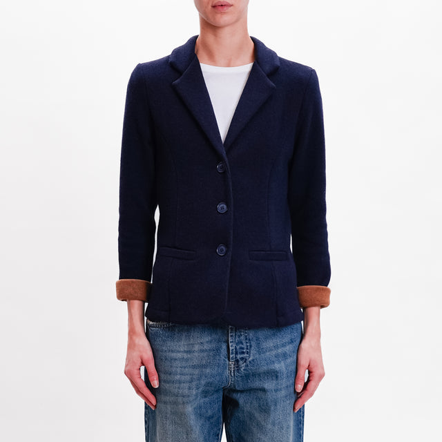 Zeroassoluto-JOY knitted fabric jacket - blue/biscuit