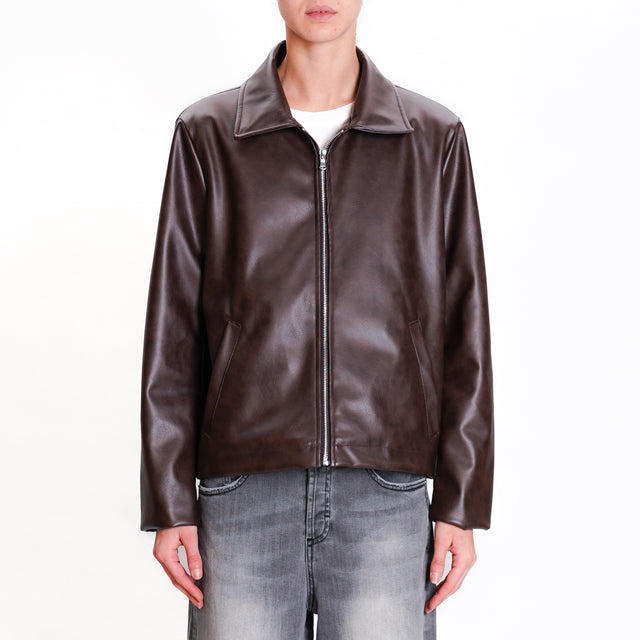 Zeroassoluto-LEA faux leather jacket - dark brown