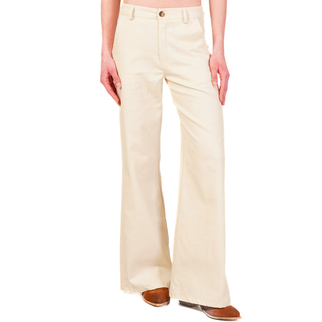 Zeroassoluto-Pantalone LILLY tela cotone drill comfort - burro