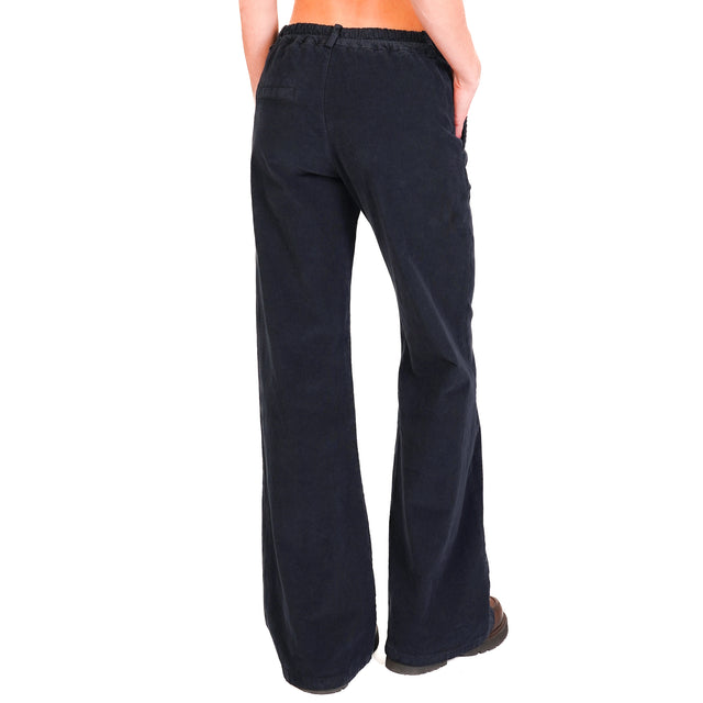 Zeroassoluto-LILLY palazzo trousers in stretch velvet - blue