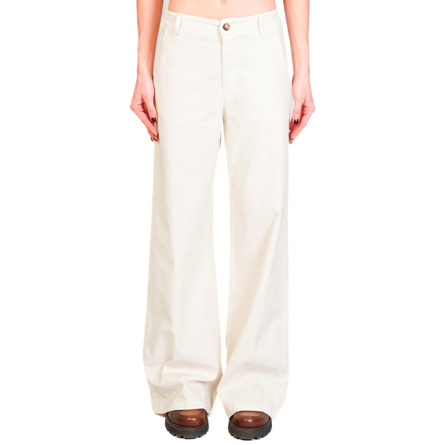 Zeroassoluto-LILLY palazzo trousers in stretch velvet - butter