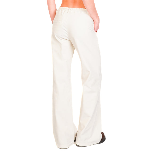 Zeroassoluto-LILLY palazzo trousers in stretch velvet - butter