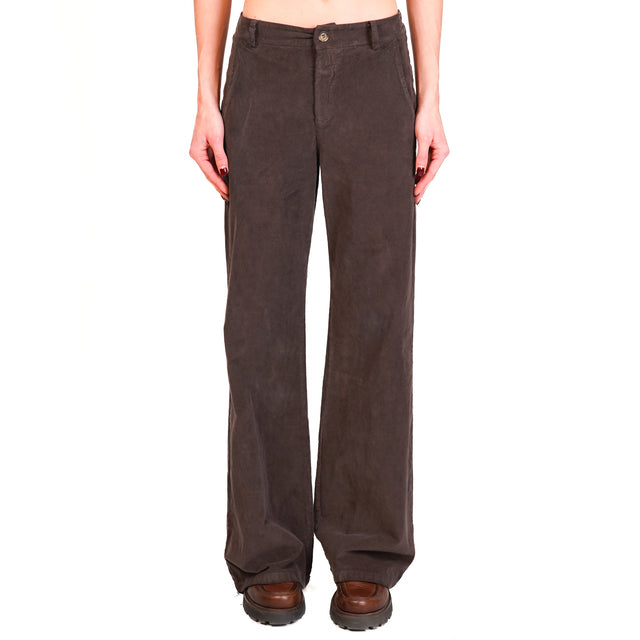 Zeroassoluto-LILLY stretch corduroy trousers - dark brown