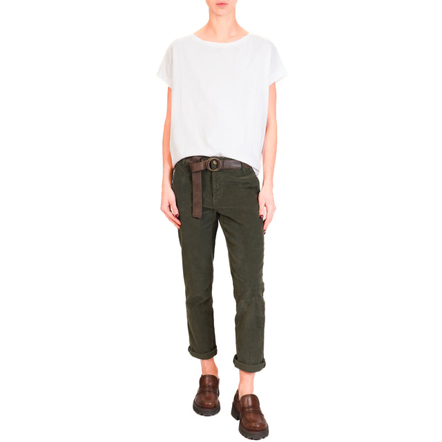 Zeroassoluto-LOIS chino trousers in stretch corduroy - forest green