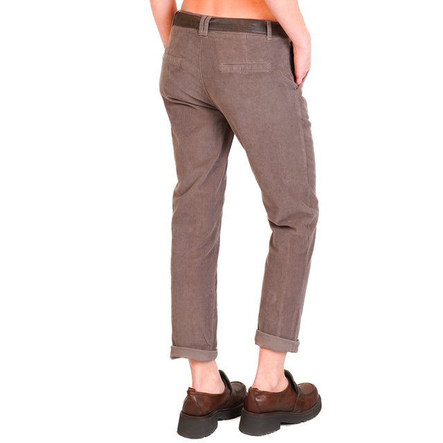 Zeroassoluto-LOIS chino trousers in stretch corduroy - taupe