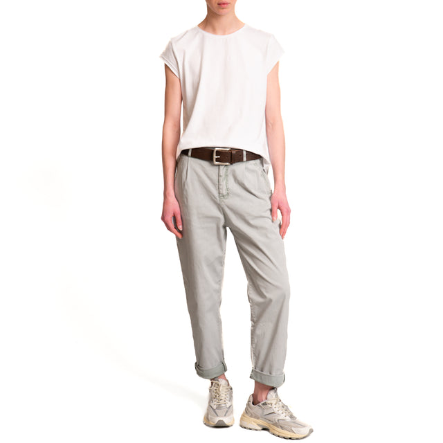 Zeroassoluto-Pantalone LOLA cotone elasticizzato stone washed maltinto - acqua