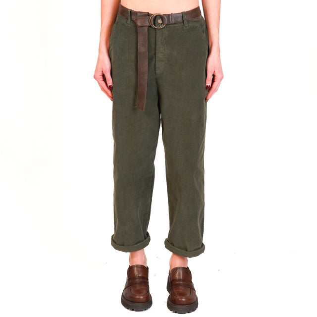 Zeroassoluto-LORY stretch corduroy trousers - forest green