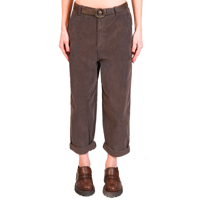 Zeroassoluto-LORY stretch corduroy trousers - dark brown