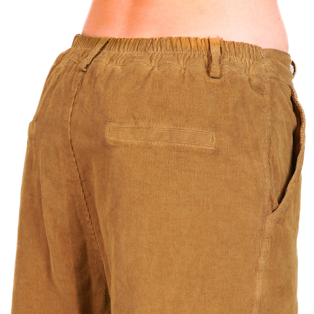 Zeroassoluto-Pantalone LORY velluto millerighe elasticizzato - humus