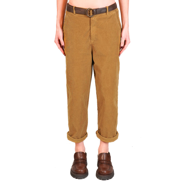 Zeroassoluto-LORY stretch corduroy trousers - humus