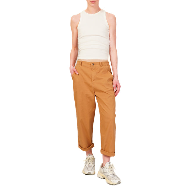 Zeroassoluto-Pantalone LORY baggy cotone elasticizzato - caramel