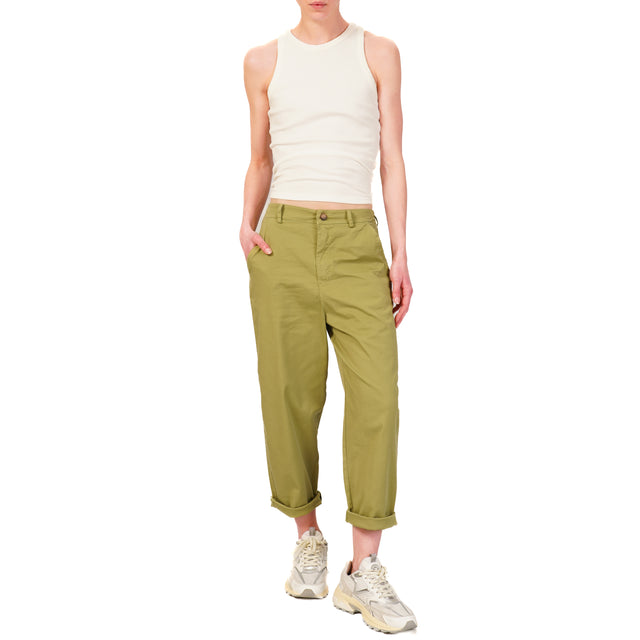 Zeroassoluto-Pantalone LORY baggy cotone elasticizzato - olio