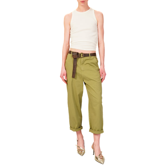 Zeroassoluto-Pantalone LORY baggy cotone elasticizzato - olio