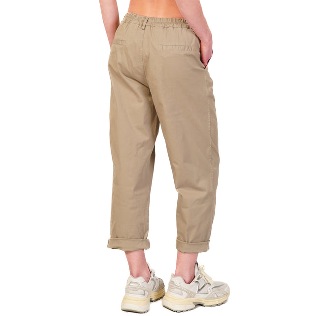 Zeroassoluto-Pantalone LORY baggy cotone elasticizzato - taupe