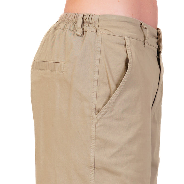 Zeroassoluto-Pantalone LORY baggy cotone elasticizzato - taupe