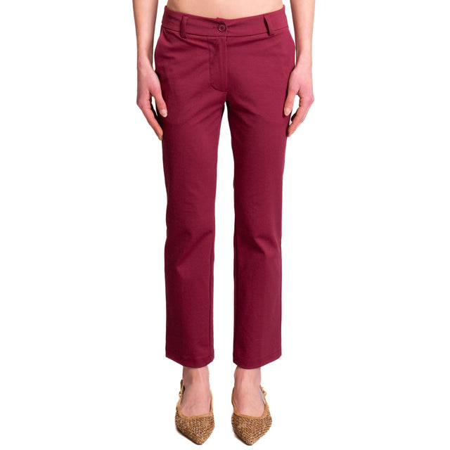 Zeroassoluto-Pantalone BETTY chino punto milano - cherry