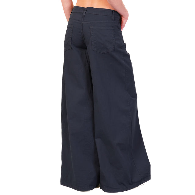 Zeroassoluto-Pantalone LANY wide leg cotone elasticizzato - blu