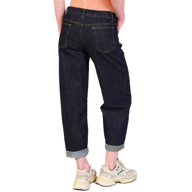 Zeroassoluto-Jeans LUNA baggy tela elasticizzata - denim scuro