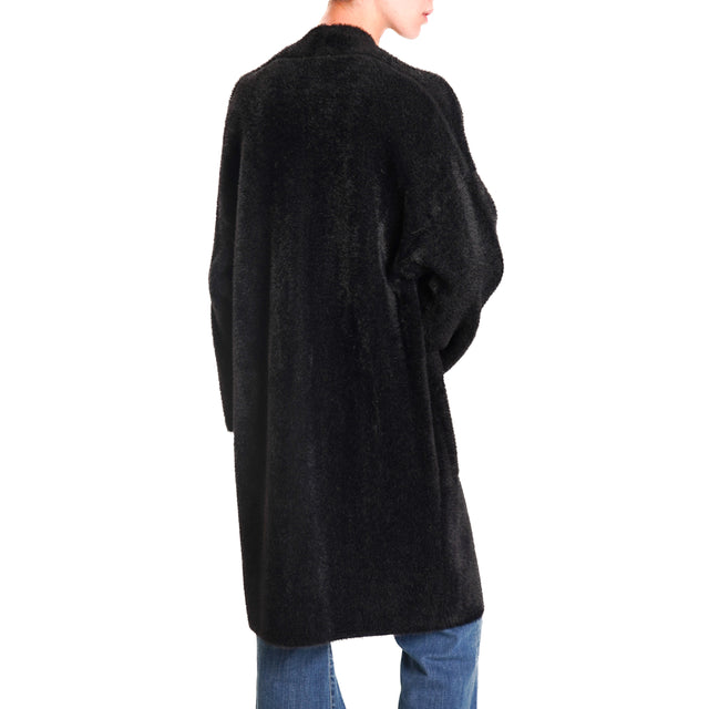 Zeroassoluto-Teddy bear coat with pockets - black