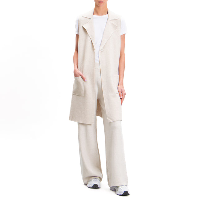 Zeroassoluto-Long vest with pockets - chalk