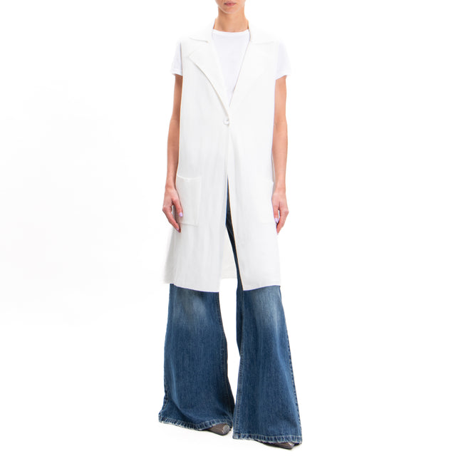 Zeroassoluto-Long vest with pockets - off white