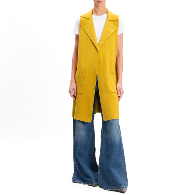 Zeroassoluto-Long vest with pockets - oil