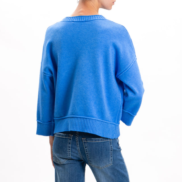 Zeroassoluto-Ribbed Crewneck Sweater - Light Blue