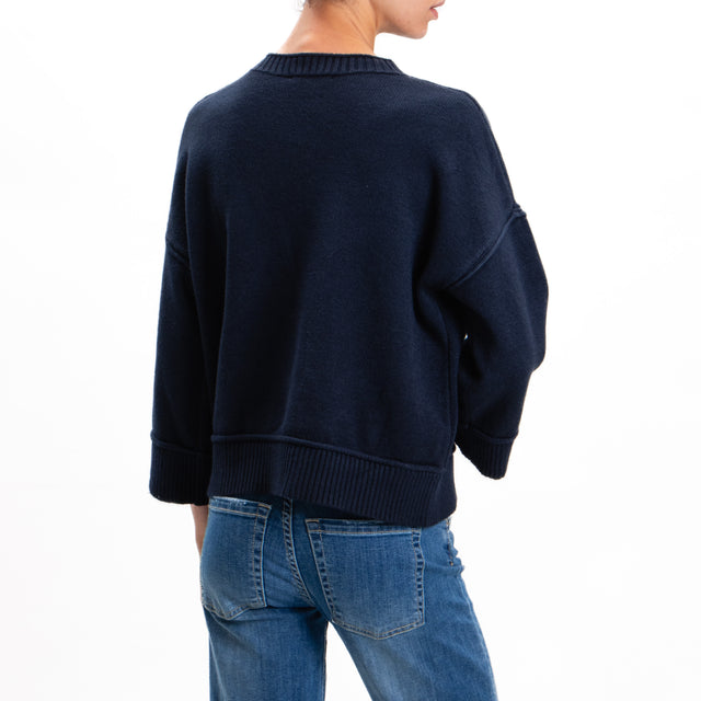 Zeroassoluto-Ribbed Crewneck Sweater - Blue