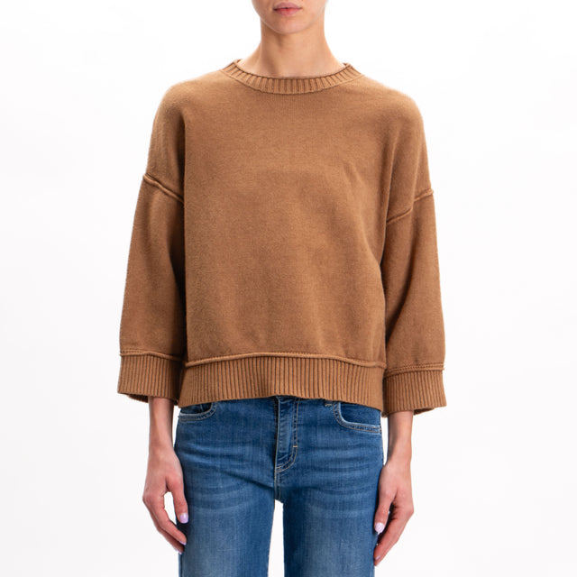 Zeroassoluto-Ribbed Crewneck Sweater - Camel