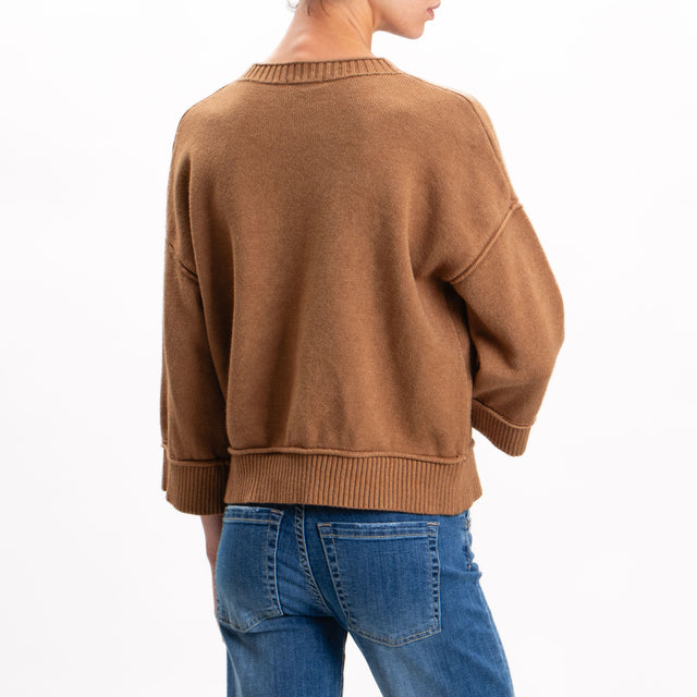 Zeroassoluto-Ribbed Crewneck Sweater - Camel