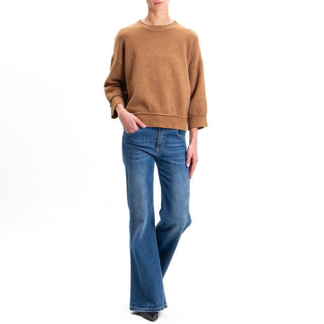 Zeroassoluto-Ribbed Crewneck Sweater - Camel